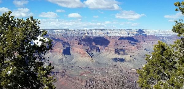 Scenic view of rock formations against sky