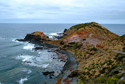 Scenic view of sea against cloudy sky