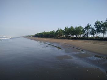 Scenic view of sea against clear sky