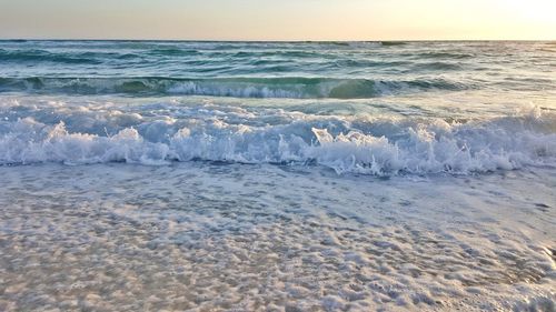 Scenic view of sea against clear sky