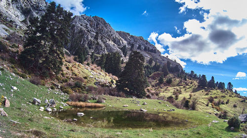 Scenic view of mountains against sky