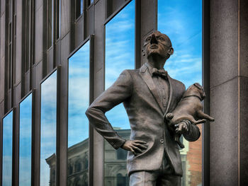 Low angle view of statue against clear sky