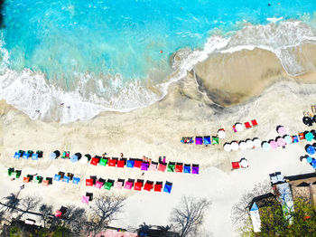 High angle view of people on beach