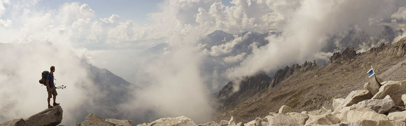 Panoramic shot of mountain range against sky