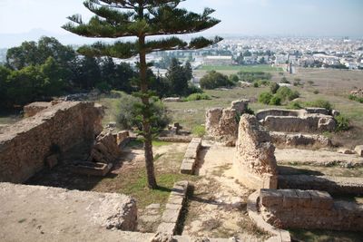 View of old ruins on landscape