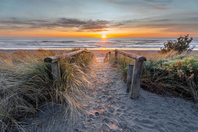 Beautiful sunrise at new brighton beach, christchurch, new zealand.