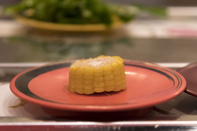 Close-up of dessert in plate on table