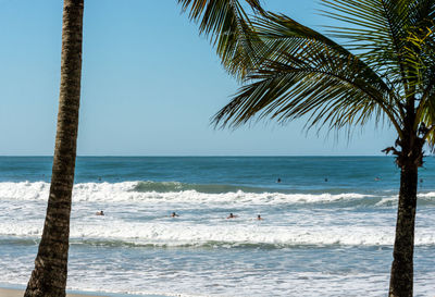 Scenic view of sea against clear sky