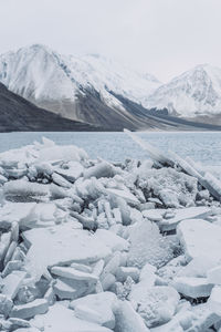 Scenic view of snowcapped mountains