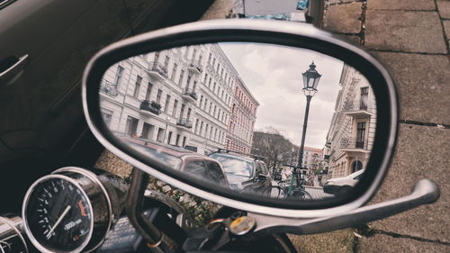 Close-up of side-view mirror