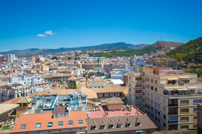 High angle view of townscape against sky