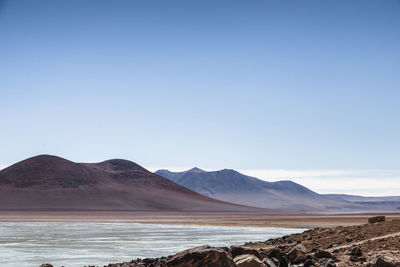 Scenic view of mountains against clear sky