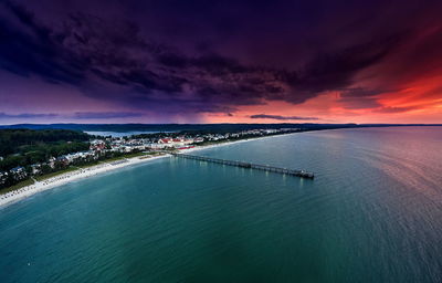 Panoramic view of pier in sea against sky