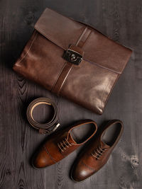 High angle view of shoes on table