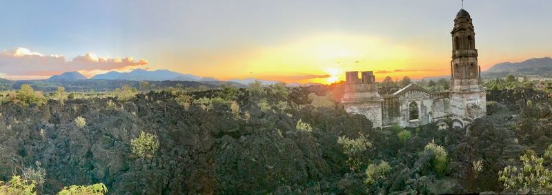 View of cityscape at sunset