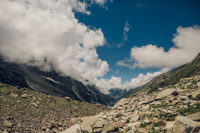 Scenic view of mountains against sky