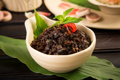 Close-up of food in bowl on table