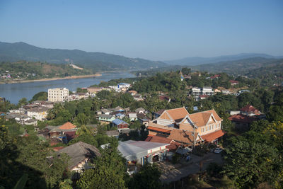 High angle view of townscape against sky