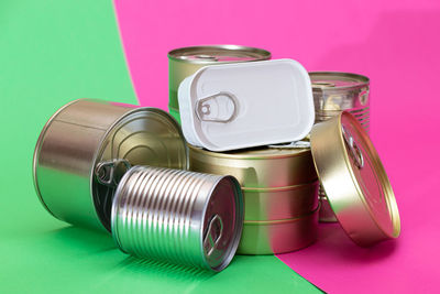 Close-up of equipment on blue background