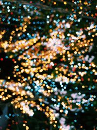 Defocused image of illuminated christmas tree