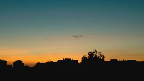 Silhouette buildings against sky during sunset