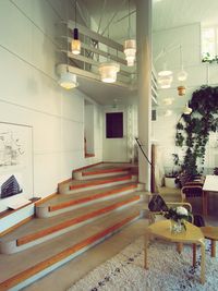 Staircase in illuminated room