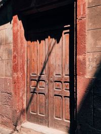 Closed door of old building