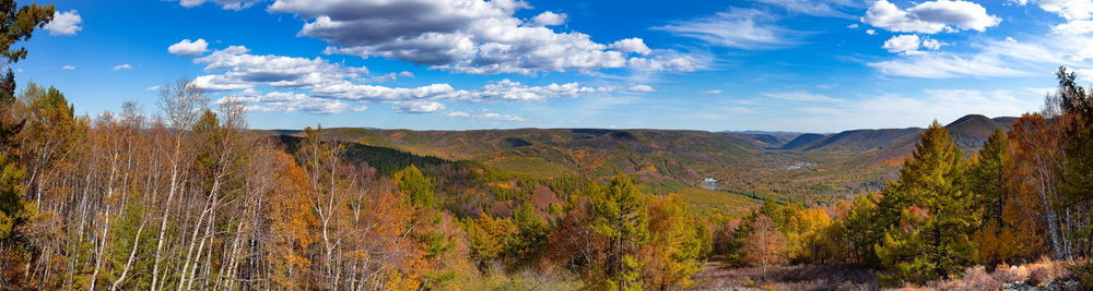 Panoramic view of landscape against sky during autumn