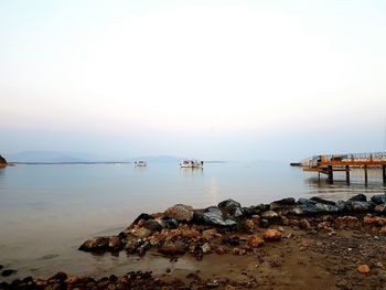 Scenic view of sea against clear sky