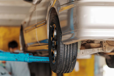 Close-up of yellow car