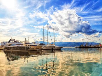 Sailboats in marina