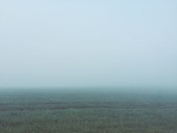Scenic view of sea during foggy weather
