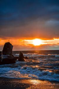 Scenic view of sea against sky during sunset