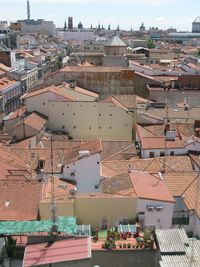 High angle view of townscape against sky