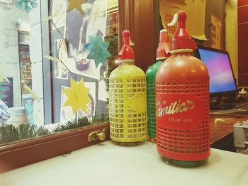 View of multi colored wall