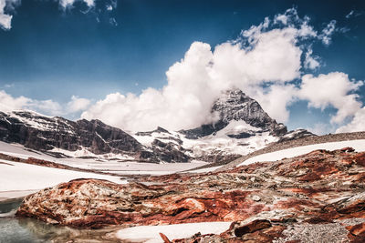 Scenic view of snow covered landscape against sky