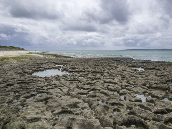 Scenic view of beach against sky