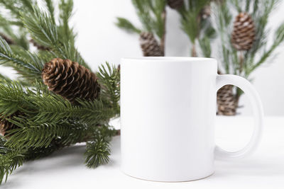 Close-up of coffee cup on table