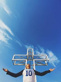 Low angle view of basketball hoop against sky