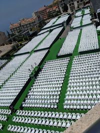Low angle view of roof and building against sky