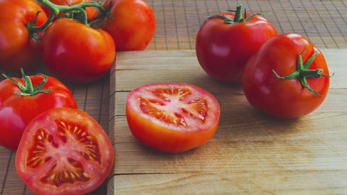 Close-up of tomatoes on table