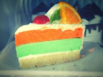 Close-up of cake on ice cream