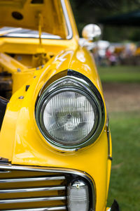 Close-up of car headlight