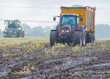 Agricultural machinery on field