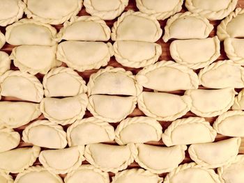 Full frame shot of dumplings on table