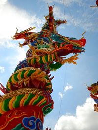Low angle view of statue of temple against sky