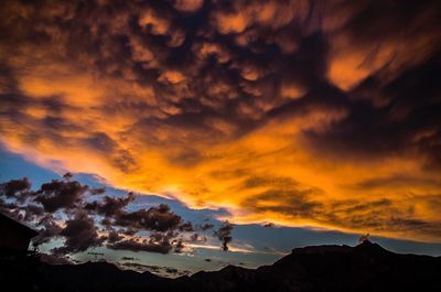 Scenic view of mountains against cloudy sky