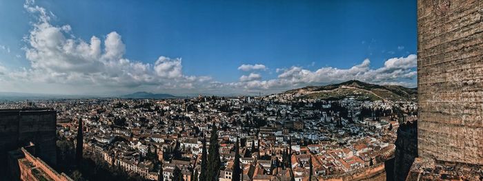 Panoramic view of city against sky