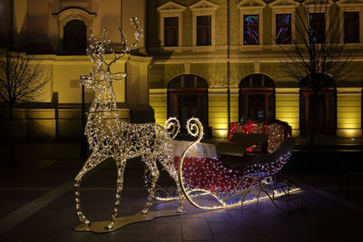 View of illuminated building at night