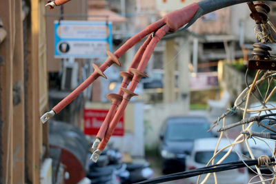 Close-up of bicycle wheel